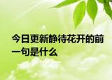 今日更新静待花开的前一句是什么