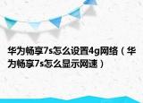 华为畅享7s怎么设置4g网络（华为畅享7s怎么显示网速）