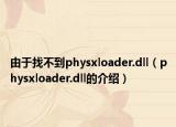 由于找不到physxloader.dll（physxloader.dll的介绍）