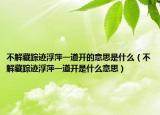 不解藏踪迹浮萍一道开的意思是什么（不解藏踪迹浮萍一道开是什么意思）