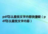 pdf怎么查找文字内容快捷键（pdf怎么查找文字内容）