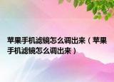 苹果手机滤镜怎么调出来（苹果手机滤镜怎么调出来）