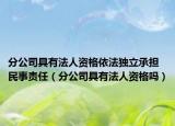分公司具有法人资格依法独立承担民事责任（分公司具有法人资格吗）