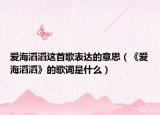 爱海滔滔这首歌表达的意思（《爱海滔滔》的歌词是什么）