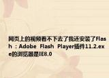 网页上的视频看不下去了我还安装了Flash  : Adobe  Flash  Player插件11.2.exe的浏览器是IE8.0