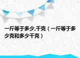 一斤等于多少,千克（一斤等于多少克和多少千克）
