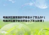 电脑浏览器里面的字体变小了怎么办?（电脑浏览器字体突然变小了怎么处理）