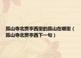 孤山寺北贾亭西里的孤山在哪里（孤山寺北贾亭西下一句）