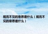 视而不见的意思是什么（视而不见的意思是什么）
