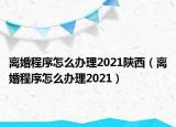 离婚程序怎么办理2021陕西（离婚程序怎么办理2021）