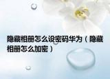 隐藏相册怎么设密码华为（隐藏相册怎么加密）