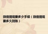 微信提现要多少手续（微信提现要多久到账）