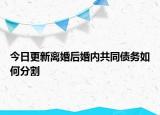 今日更新离婚后婚内共同债务如何分割