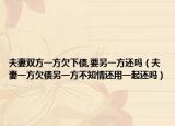 夫妻双方一方欠下债,要另一方还吗（夫妻一方欠债另一方不知情还用一起还吗）