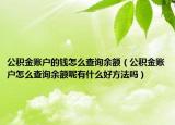 公积金账户的钱怎么查询余额（公积金账户怎么查询余额呢有什么好方法吗）