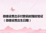 微信设置出示付款码时指纹验证（微信设置出生日期）