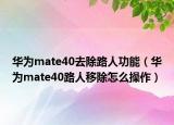 华为mate40去除路人功能（华为mate40路人移除怎么操作）