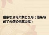 借条怎么写欠条怎么写（借条写成了欠条如何解决呢）