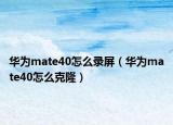 华为mate40怎么录屏（华为mate40怎么克隆）