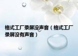 格式工厂录屏没声音（格式工厂录屏没有声音）