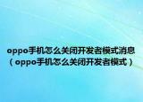 oppo手机怎么关闭开发者模式消息（oppo手机怎么关闭开发者模式）