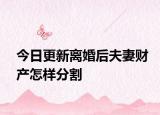 今日更新离婚后夫妻财产怎样分割