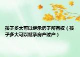 孩子多大可以继承房子所有权（孩子多大可以继承房产过户）