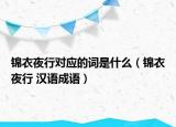 锦衣夜行对应的词是什么（锦衣夜行 汉语成语）