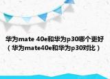 华为mate 40e和华为p30哪个更好（华为mate40e和华为p30对比）