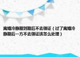 离婚冷静期到期后不去领证（过了离婚冷静期后一方不去领证该怎么处理）