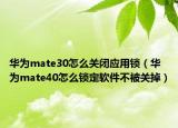 华为mate30怎么关闭应用锁（华为mate40怎么锁定软件不被关掉）