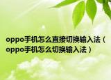 oppo手机怎么直接切换输入法（oppo手机怎么切换输入法）