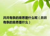 井井有条的意思是什么呢（井井有条的意思是什么）