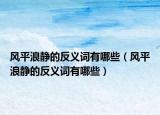 风平浪静的反义词有哪些（风平浪静的反义词有哪些）