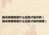 起诉离婚需要什么证据才能开庭（起诉离婚需要什么证据才能判离婚）