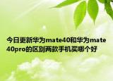 今日更新华为mate40和华为mate40pro的区别两款手机买哪个好