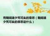 有朝闻道夕死可矣的意思（朝闻道夕死可矣的意思是什么）