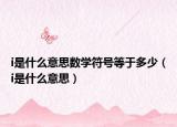 i是什么意思数学符号等于多少（i是什么意思）
