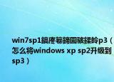 win7sp1鎬庝箞鍗囩骇鍒皊p3（怎么将windows xp sp2升级到sp3）