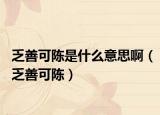 乏善可陈是什么意思啊（乏善可陈）