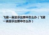 飞猪一直显示出票中怎么办（飞猪一直显示出票中怎么办）