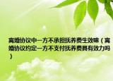 离婚协议中一方不承担抚养费生效嘛（离婚协议约定一方不支付抚养费具有效力吗）