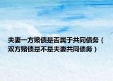 夫妻一方赌债是否属于共同债务（双方赌债是不是夫妻共同债务）