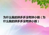 为什么我的拼多多没有拼小圈（为什么我的拼多多没有拼小圈）