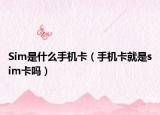 Sim是什么手机卡（手机卡就是sim卡吗）