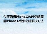 今日更新iPhone12APP闪退原因iPhone12软件闪退解决方法