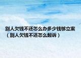 别人欠钱不还怎么办多少钱够立案（别人欠钱不还怎么起诉）