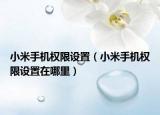 小米手机权限设置（小米手机权限设置在哪里）