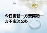 今日更新一方要离婚一方不离怎么办