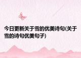 今日更新关于雪的优美诗句(关于雪的诗句优美句子)